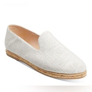 NIB Jack Rogers Audrey Linen Espadrille Flats in White Silver